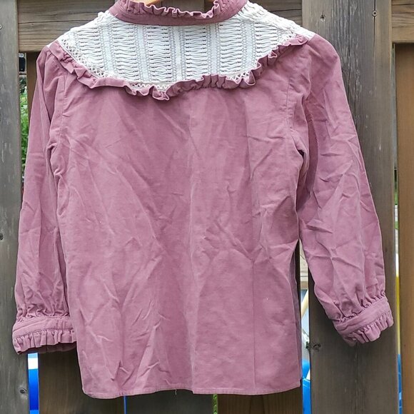 ZARA BASIC CORDUROY CROCHET TRIM BOXY CUT TOP Women's Small BLOUSE - Picture 3 of 6